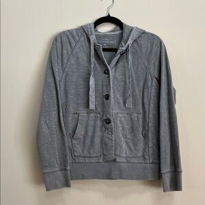J. Crew Washed Heavyweight Jersey Gray Button-Up Sweater